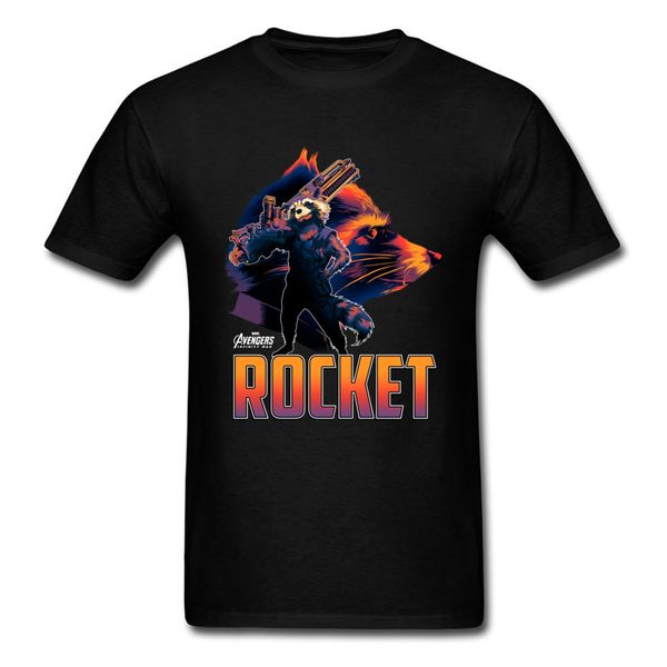 

rocket raccoon profile tshirt men t shirt war tees galaxy team tshirt mens cotton clothing black t-shirt, White;black