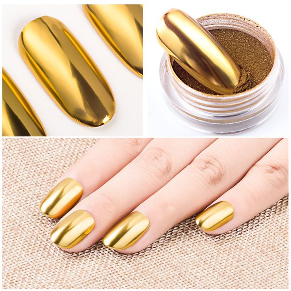 

0.5g laser gold silver nail art glitters shiny chrome magic mirror powder manicure uv gel polish pigment decoration dust new hot, Silver;gold