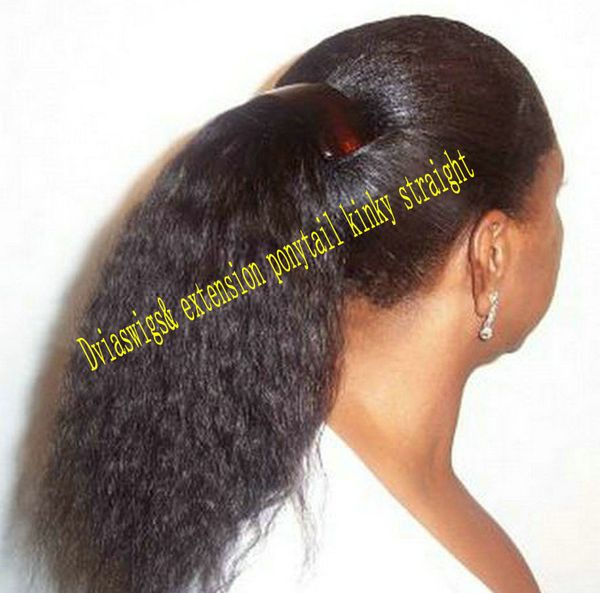 

natural color black hairstyles ponytail kinky straight coarse yaki drawstring ponytail brazilian hair clips ins hair extension 100g-160g