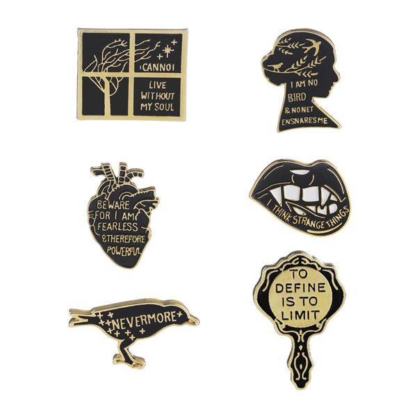 

mini cute black enamel brooches women men animal lark heart lips shape pins badge for children fashion jewelry clothing accessories, Gray