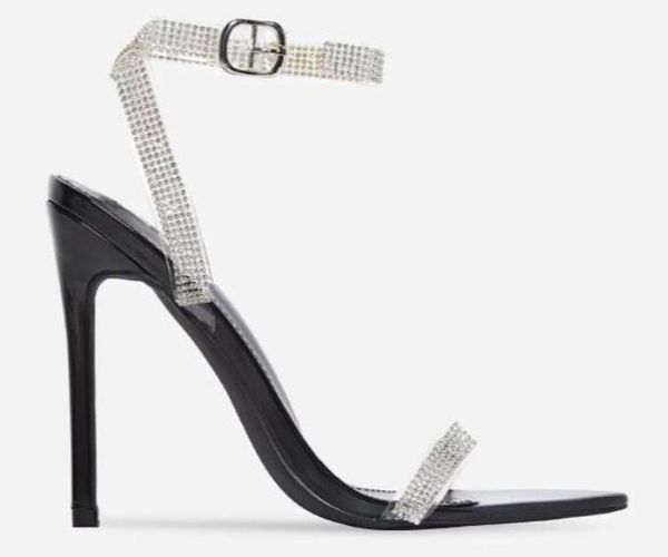 2018 novas mulheres sapatos de celebridades ponto dedo do pé glitter sapatos de salto alto sapatos de fivela verão sandálias de diamante sapatos de casamento de cristal