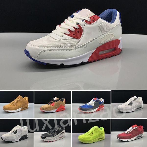 Großhandel Nike Air Max 90 Airmax Herren Turnschuhe Schuhe Klassische 90 Männer Und Frauen Freizeitschuhe Schwarz Rot Weiß Sport Trainer Luftpolster Nike Air Max 90 Trainers Grün Herren Schwarz Schuhe