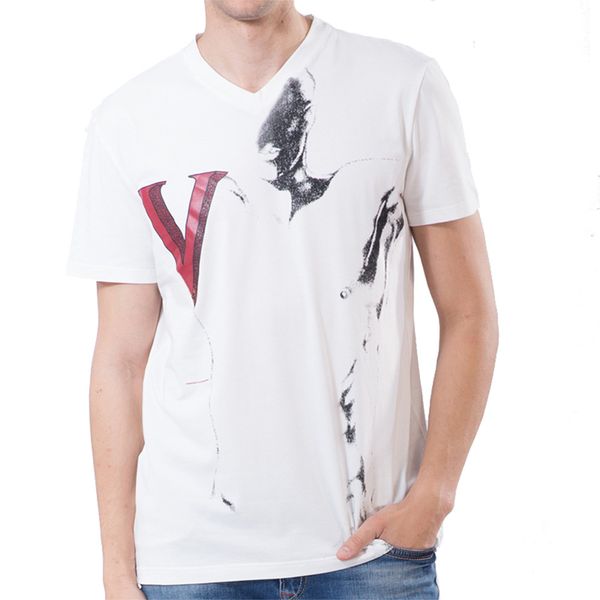 

Mens Fashion Tshirts Summer V-neck Casual Tees Short Sleeved Tops Letters V Printed Design