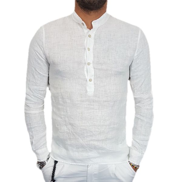 

men's shirts retro v-neck japan style cotton linen button shirts long sleeve casual summer 2018 new fashion, White;black