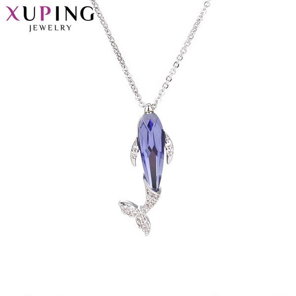 

11.11 xuping dolphin shape necklace lovely crystals from jewellery popular for women christmas gifts s140.2-45143, Silver