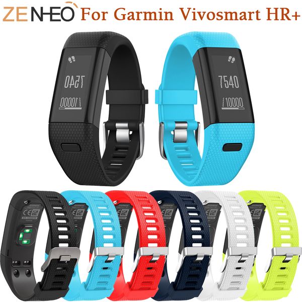 

silicone bracelet watch strap replacement sport band for garmin vivosmart hr+ wrist strap for garmin vivosmart hr+ watchbands, Black;brown