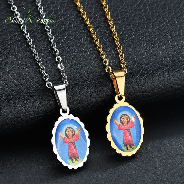 

nextvance christian stainless steel jesus oval christ pendant necklaces art picture catholic necklace men women amulet gifts, Silver