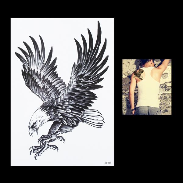 Acheter Sexy Femmes Hommes Flying Eagle Oiseau Fleur Bras Corps Art Art Peinture Animale Tatoo Hb105 Tatouage Temporaire Coller Autocollant Papier