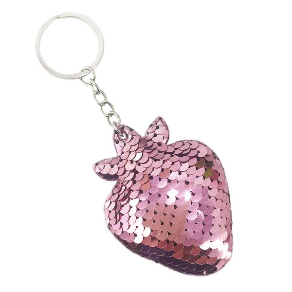 

cute keychain new reflective sequins fruit strawberry keychain pendant ladies luggage car ornaments accessories gifts for women, Silver