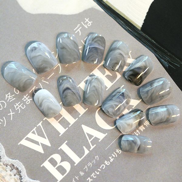 

24pcs marble false nails normal sizes french short full fake nail tips 3d bride acrylic faux onlges nails art salon tips, Red;gold
