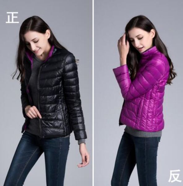 

women down jackets reversible two side wear women jacket 2017 new winter duck down jacket, Black