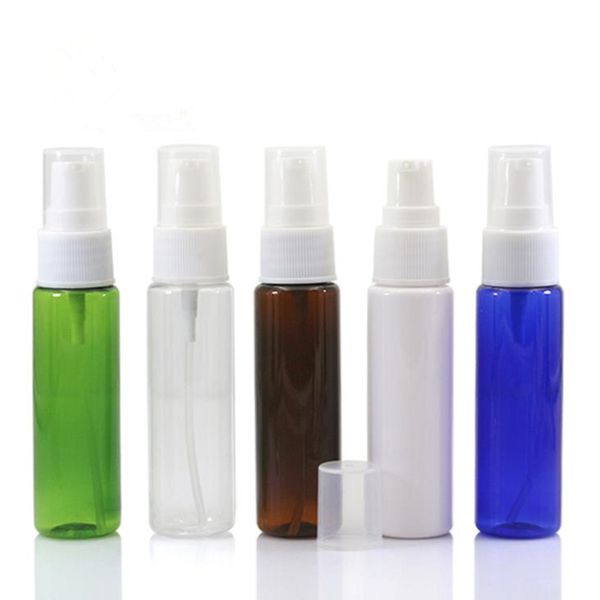 30ml Vuoto Ambra blu verde bianco trasparente Pet Lotion Pump Bottle Crema per lozione di plastica Contenitori cosmetici F1552