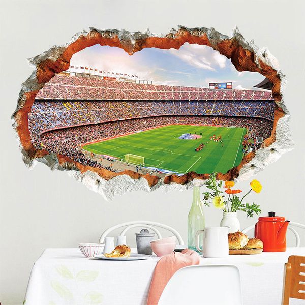 

soccer field wall stickers living room cartoon world cup 3d art poster house decorative sofa kids nursery background