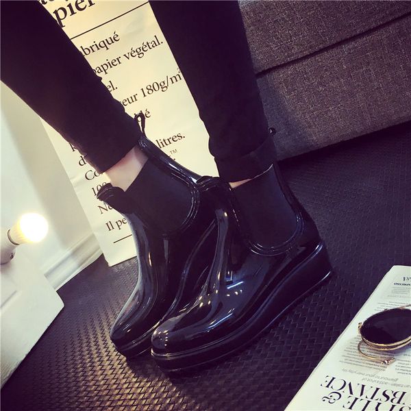 

spring autumn women rain boots waterproof high women martin boots warm female snow boots size 35-40 casual, Black;red