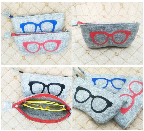

2018 stripped zipper glasses pouch sunglasses case portable felt bag protector storage bag hipping 18*9cm