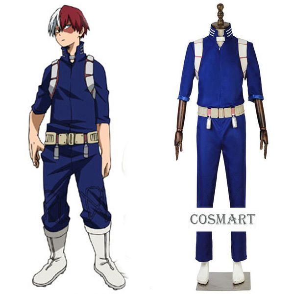 

customize]anime boku no my hero academia todoroki shouto battle uniform cosplay costume full set halloween costume for man, Black