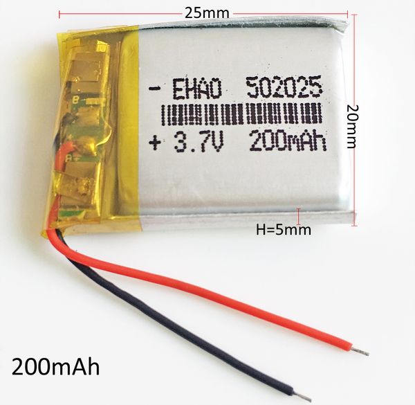 3.7 v 200 mAh 502025 Bateria LiPo Recarregável Li-polímero Proteger borad Para mini speaker Mp3 gravador bluetooth fone de ouvido fone de ouvido relógio inteligente