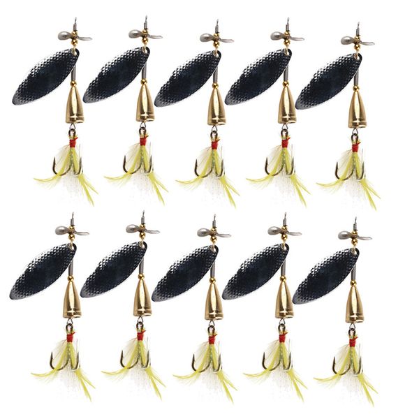 

new rotate metal spinner fishing lure propeller spinnerbaits 10cm 13g silver iron jigs swing fishing bait hook with feather
