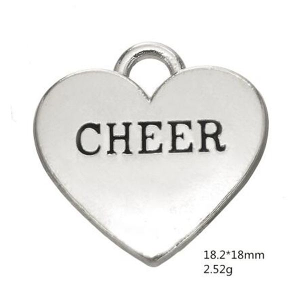 

2021 cheer heart engraved charms double sided other customized jewelry, Bronze;silver