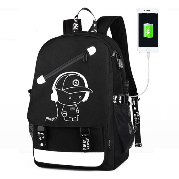 

raged sheep boys school backpack student luminous animation usb charge changeover joint school bags teenager anti-theft backpack