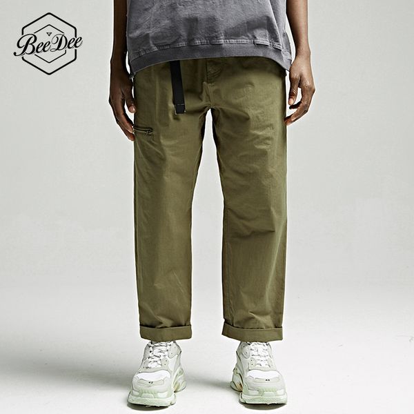 

beedee designer men casual pants 2018 autumn plus size hip hop solid cotton loose trousers male sweatpants cuffs cargo overalls, Black