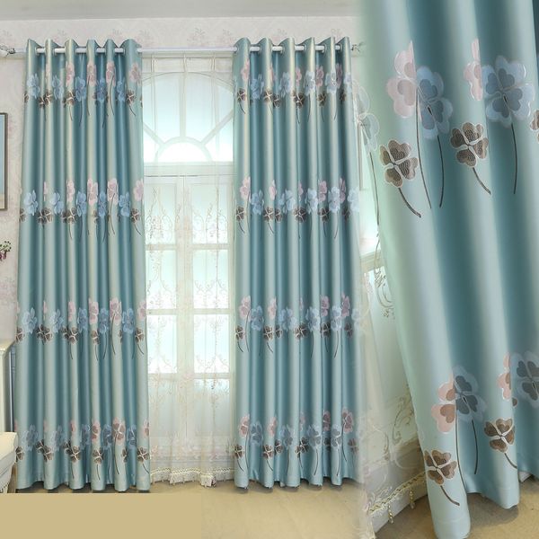 

zrcortinas customized high precision cloth jacquard curtain for living room pastoral clover leaf cloth curtain for bedroom