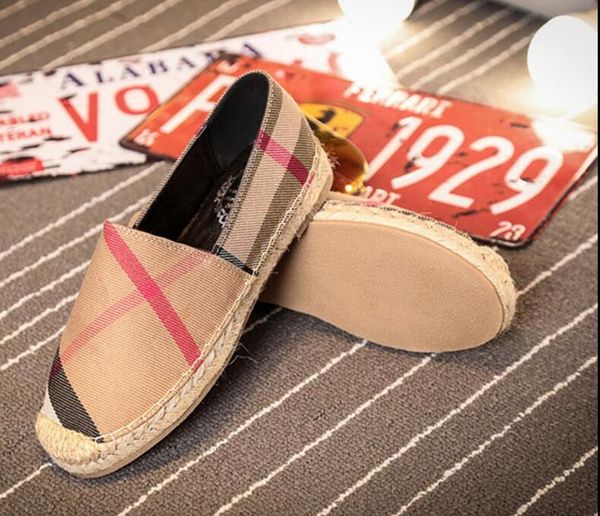 

womens espadrilles casual fisherman shoe checks grids stripped canvas slip on snickers skate ballet flats loafers DH2H1