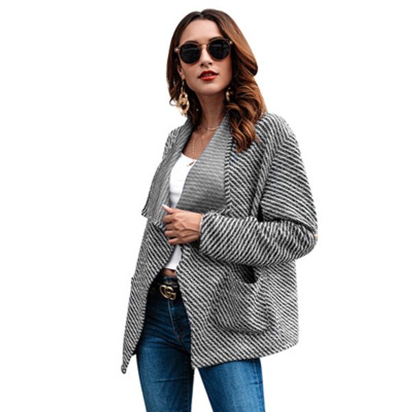 

европа и соединенные штаты америки трансграничной горячей продажи 2018 осень женская тонкий жаккард пальто свободные кардиган короткая рубаш, Black;brown