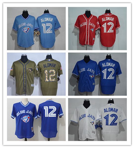 

custom men women youth toronto blue wholesale jays jersey #12 roberto alomar home blue white grey baseball jerseys, Blue;black