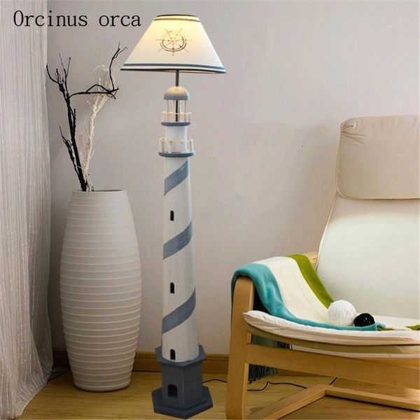 2019 Creative Ocean Blue Lighthouse Floor Lamp Children Room Bedroom Bedside Mediterranean Led From Zhoukoulight 216 32 Dhgate Com
