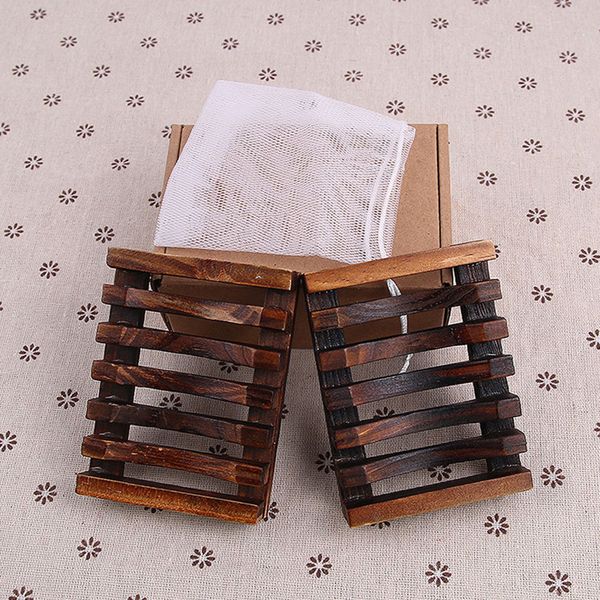 

2pcs/set vintage wooden soap dish plate tray holder wood soap dish holders bathroon accessories shower hand washing retail box wx9-446
