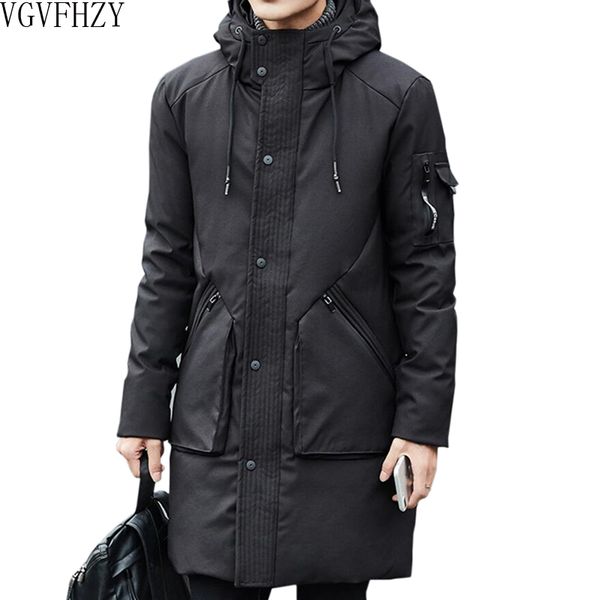 

2018 new men's 90% white duck thick down jackets winter warmed hooded snow parkas male fashion clothing outerwear ly1177, Black