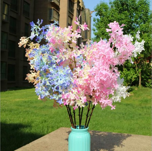 35 pollici (90 cm) di lunghezza Fiore di ciliegio artificiale multicolore opzionale decorazione di nozze lilla spesso sakura AF08