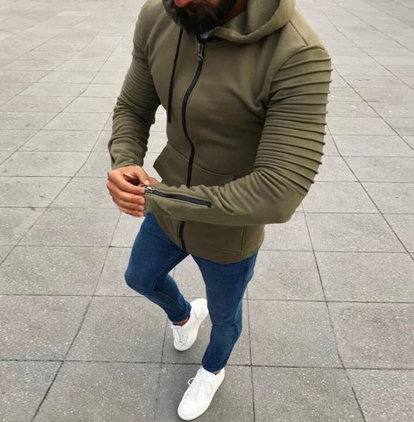 

толстовка плиссированная с длинными рукавами с капюшоном мужской свитер 2018 новый дизайнер мужской кардиган свитер толстовка 4 цвета 8 разм, Black