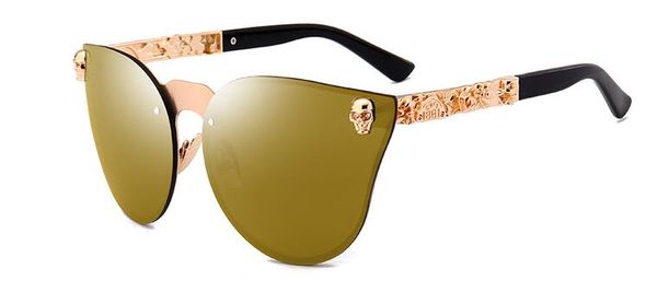 

2017 export selling sunglasses skull head sunglasses personality metal sunglasses male wholesale 6006, White;black