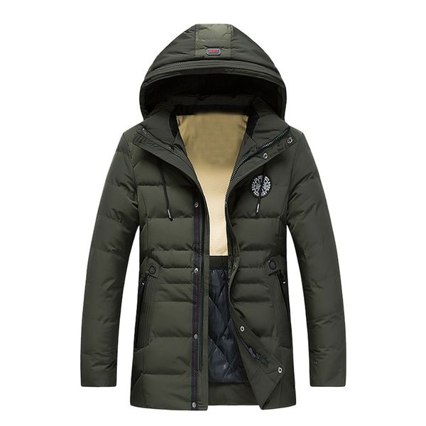 

jacket men 2018 parka autumn winter warm outwearmen's winter warm hoodie zipped thick solid fleece coat cotton-padded jacket, Black