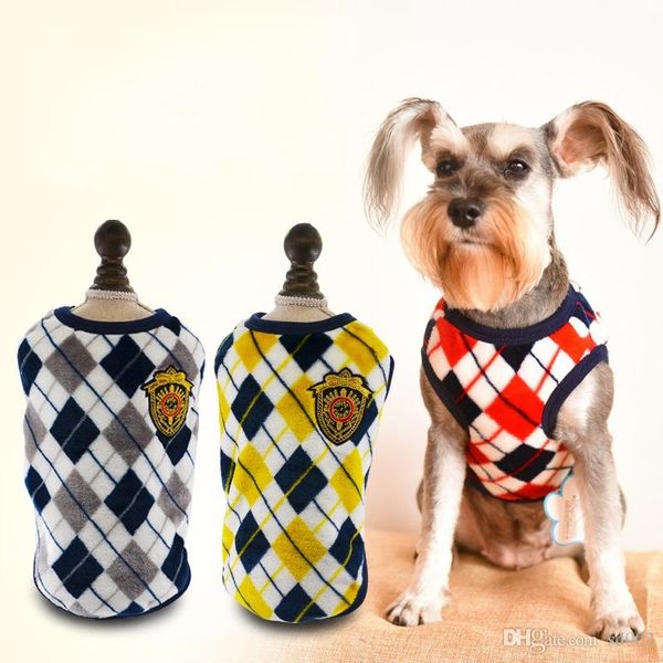 

popular flannel dog apparel rhombic lattice printing vest clothes soft easy to use in autumn winter fine workmanship bardian 16 8aw10gq