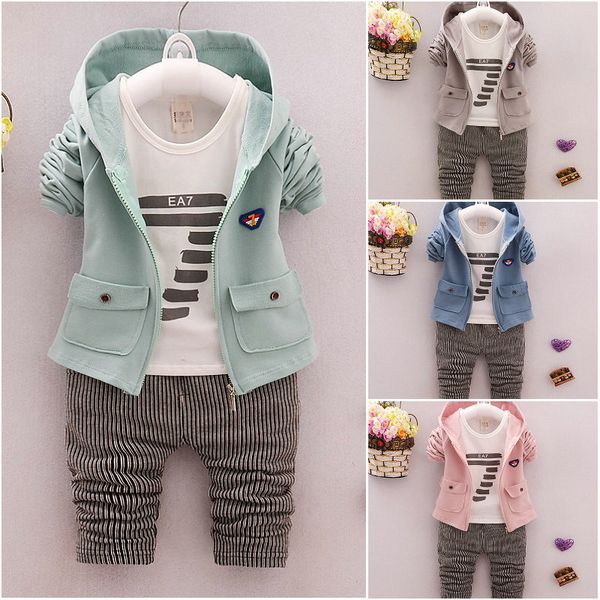 Conjunto de roupas de bebê infantil para meninos primavera outono algodão moda menino 3 peças conjunto de roupas casuais para crianças