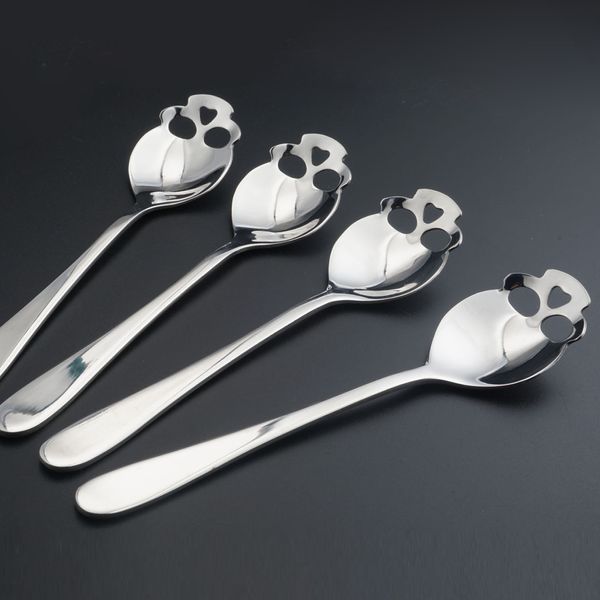 

100pcs new arrive sugar skull tea spoon suck stainless coffee spoons dessert spoon ice cream tableware colher kitchen accessories dhl