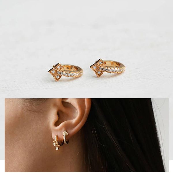 

cz vermeil gold mini hoop earring 10mm small hoops minimal dainty delicate 925 sterling silver women earring, Golden;silver