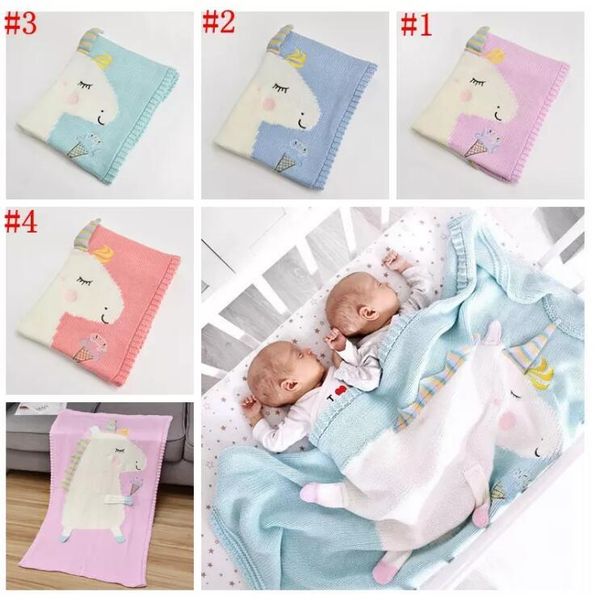 Newborn Baby Blanket Bed Crib Toddler Unicorn Pattern Knit