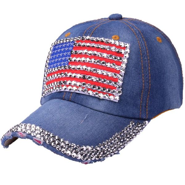 

2018 american flag cap snapback cap demin baseball jean badge embroidery hat women boy drop shipping 1a16, Blue;gray