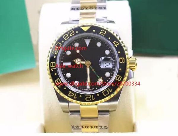 

wristwatches sapphire 2813 movement 40mm ceramic bezel two tone gold gmt 116713 automatic mechanical mens watches, Slivery;brown