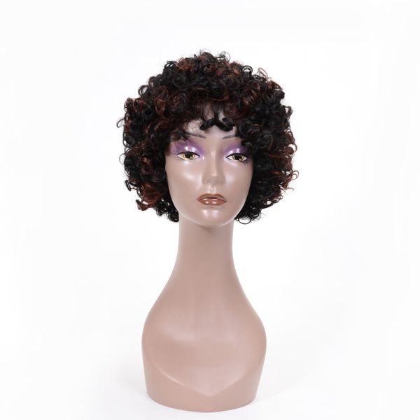AFRO Kinky Curly Fright Синтетические парики для волос для женщин Black Mix Brown и Blonde Full Cosplay