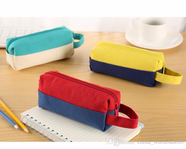 

Kawaii canva pencil ca e for girl cute portable big capacity color blocking pen bag tationery pouch chool upplie zakka