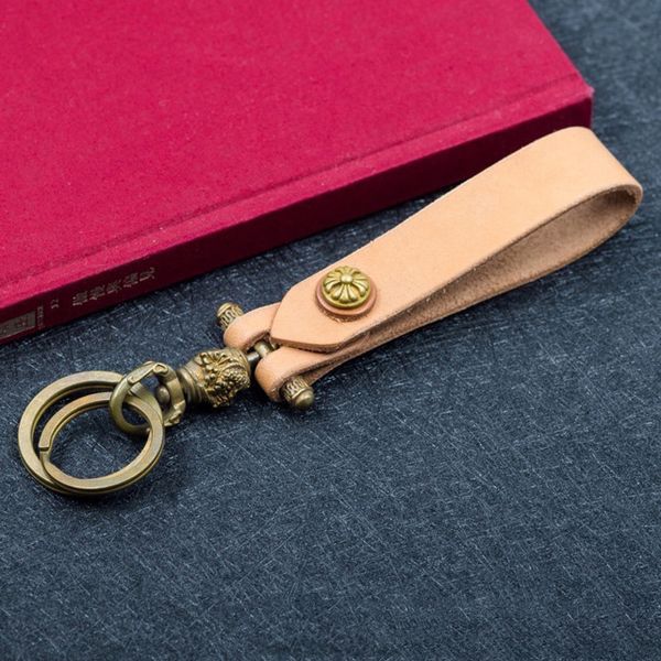 

coppertist.wu koi swimming leather keychain brass handmade key chain gold fashion key ring handbag pendant, Slivery;golden