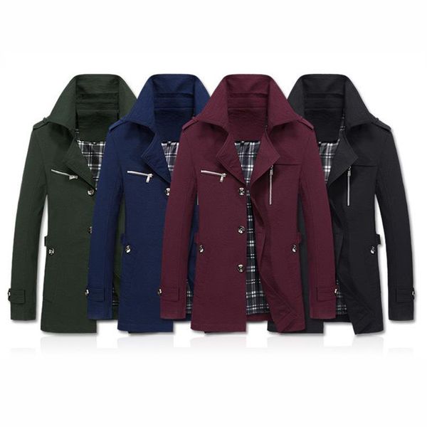 

2018 men winter warm overcoat outwear slim long trench buttons coat casual windbreaker simplicity elegant clothes erkek mont 10, Black