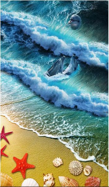 

3d pvc flooring custom p beach beach shell dolphin starfish 3d floor painting 3d wall murals wallpaper