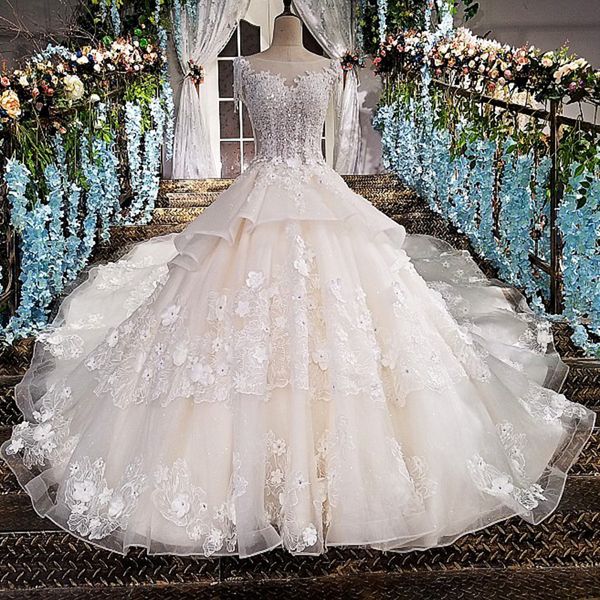 

2019 роскошные ливанские свадебные платья с кисточками с короткими рукавами иллюзия декольте полые задняя майка каскадные оборки садовые сва, White