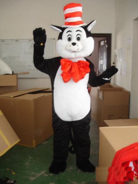 2017 Vendita diretta in fabbrica Costume da mascotte gatto mago cartone animato Taglia per adulti Cute Cats Outfit Halloween Chirastmas Party Fancy Dress